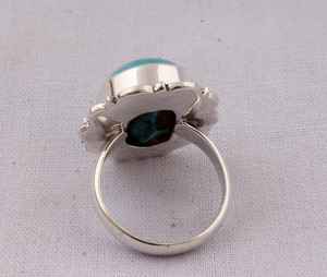 Shree Jaipur Silver Classic Oval <b>Turquoise</b> Bezel Setting 925 Sterling Silver Gemstone <b>Ring</b> for Unisex Wedding & Party - Product Image 4
