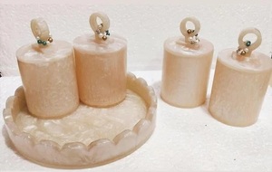 2026 Luxury Best Quality Circular White Resin High Borosilicate Glass Jar Serving Tray <b>Set</b> Handcrafted Eco-friendly - Product Image 4