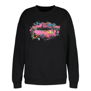 Sweat-shirt minimaliste à col rond, manches longues, en mélange de coton doux, pull décontracté, sweat-shirt à épaules tombantes pour femmes - Product Image 1