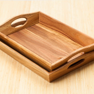 Plateaux de rangement ronds en bois faits à la main de haute qualité avec finition polie, design antique par Decor World Expo - Product Image 1