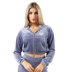 Women's Purple <b>Crop</b> Full <b>Zip</b> Hoodie Long Sleeve Soft Casual Gym Workout Activewear Lightweight Everyday Outerwear - Product Image 3