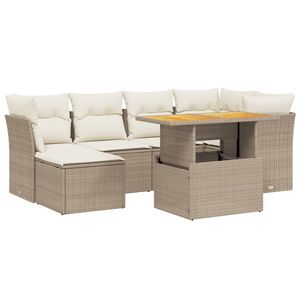 Conjunto de Sofás Rectangulares de Ratán PE Beige para Jardín, Colección de Muebles de Jardín Elegantes - Product Image 2