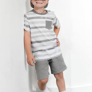 Shorts cargo tricotés respirants décontractés d'été pour garçons de 2 à 6 ans, 100 % coton, imprimé vintage, avec taille élastique - Product Image 4