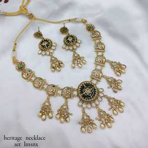 Wholesale High Quality New Vintage Copper <b>Gold</b> Plated Crystal Bridal Jewelry <b>Set</b> Long Mala Necklace Earrings Maang Wedding Gift - Product Image 1
