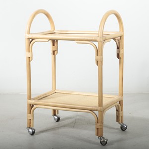 Multi-purpose rattan bar cart luxury style food serving trolley rolling drink carts competitive price - Product Image 6