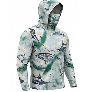 Sudadera con Capucha para Pesca con Protección Solar UPF 50+ para Hombre, con Máscara Facial Integrada, Diseño Sublimado Personalizado con Estampado de Marlin y Atún - Product Image 5