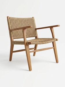 Chaise longue de piscine pour hôtels et complexes hôteliers, en teck massif naturel, résistante aux intempéries, avec accoudoirs en corde tressée, pour hôtel de luxe, resort, villa - Product Image 2