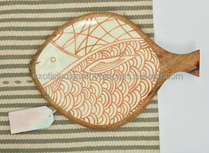 ชามไม้ขัดเงาพร้อมช้อน2อันพิมพ์ลายเคลือบทำด้วยมือสำหรับปาร์ตี้ของขวัญแบบยั่งยืนตัวเลือกอินเดียแปลกใหม่ - Product Image 2