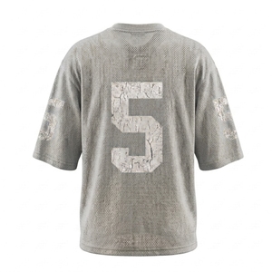 High Quality Custom Printed Oversized American Football Fans Sportswear Single Layer Mesh Jersey Loose Fit Plus Size <b>Tshirts</b> - Product Image 2