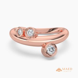 แหวนมอสซาไนต์ทรงกลม ประดับเพชรแบบเบเซลเซ็ต วงแหวนแบบเปิดพันรอบ ทองคำ 14K สีโรสโกลด์ เครื่องประดับชั้นดี สไตล์หรูหราแบบแมนฮัตตัน - Product Image 1