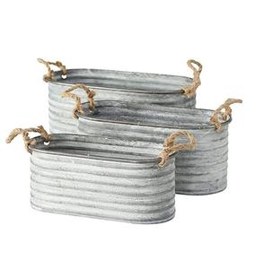 Jardinières artisanales en métal galvanisé pour l'intérieur, la zone de vie, le balcon, jardinières rondes décoratives pour fleurs, grossiste - Product Image 3