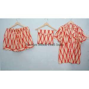 Conjunto de Pijama Corto de Algodón Puro Hecho a Mano con Estampado Floral Elegante, Ropa de Dormir Cómoda para Todas las Temporadas para Mujer, Hermosa Ropa de Verano - Product Image 4