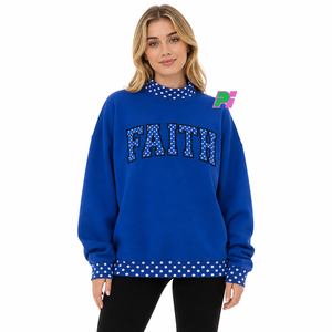 Sudadera de Alta Calidad con Cuello Alto y Estampado de Lunares, con Bordado Personalizado, Hombros Caídos y Estilo Oversize - Product Image 1