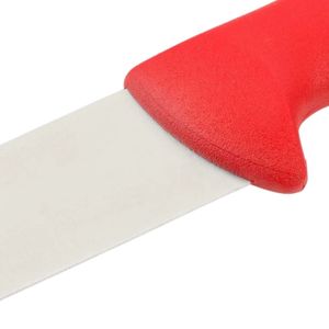Couteaux de boucher à manche rouge avec lame courbée large argentée, poignée ergonomique avec protège-doigts pour la découpe professionnelle de la viande et la préparation des aliments - Product Image 5