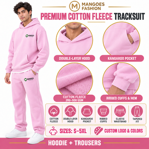 Private Label Cotton Rich Hooded Elastic Waist Fleece Men's Tracksuit Jacket <b>Trouser</b> Set Custom Embroidery Heat-Transfer Printed - Product Image 6
