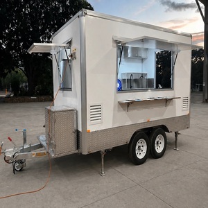 Remorque alimentaire métallique de haute qualité à 4 roues pour les vendeurs de nourriture de rue, avec une mobilité aisée et une zone de préparation professionnelle. - Product Image 3