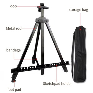 Modern Metal Tripod <b>Easel</b> For Indoor Use Durable Art Display Stand Black Rectangle Shape - Product Image 6