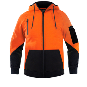 Sudadera con Capucha de Alta Visibilidad, Naranja y Negra, con Cierre Completo, Reflectante, Ropa de Trabajo de Seguridad, ANSI Clase 3 - Product Image 1