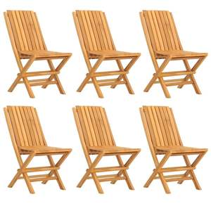 Juego de 6 Sillas Plegables de Madera de Teca Sólida Medianas, Colección de Sillas de Madera de Teca Duraderas y Versátiles - Product Image 2