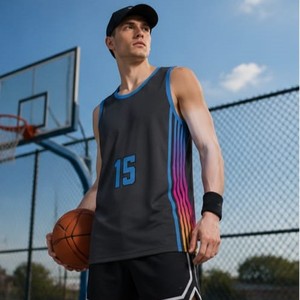 Camiseta de Baloncesto para Hombre, Sin Mangas, 15 Colores Degradados, Sublimada, Absorbente de Humedad, Poliéster, Ajuste Atlético, para Todas las Temporadas - Product Image 6