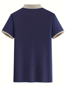 Custom Men's Navy Blue for Shirt Short Sleeve 100% Cotton Jersey Fabric Digital Printing Breathable Casual Style Button Front - Product Image 2