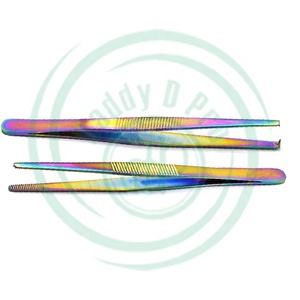 Pinzas de vendaje Manual de Color arcoíris, 2 uds., pinzas de tejido de pulgar de acero inoxidable, instrumentos quirúrgicos multiusos dentados - Product Image 4