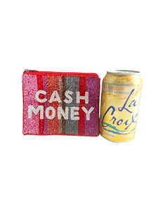 Porte-monnaie perlé brodé à rayures avec fermeture éclair, fait main en perles de rocaille, pochette à citation décorative, léger et vintage - Product Image 4