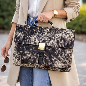 Maletín de Cuero Genuino con Pelo de Vaca, Estilo Vintage, para Portátil, Bolso de Mensajero, LPBH-0006 - Product Image 1