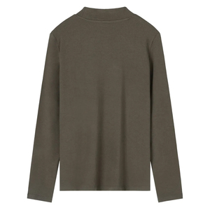 Men Mock Neck T Shirt Thick 100% Cotton Oversized Custom Printing Logo OEM Streetwear Supplier - Product Image 4