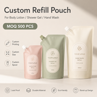 Sacs d'emballage souples imprimés flexo recyclables avec bec verseur pour lessive liquide et poudre de lessive en pochette de recharge