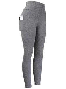 Ropa Deportiva de Moda al por Mayor, Leggings de Gimnasio de Cintura Media con el Último Diseño, Leggings Deportivos para Correr, Yoga, para Mujer, de Poliéster/Algodón Sólido - Product Image 5