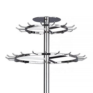 Modern Rotating <b>Display</b> Stand 2-Tier Metal <b>Shelf</b> Freestanding Vertical Polished Surface for Garment Stands Indoor Use - Product Image 2