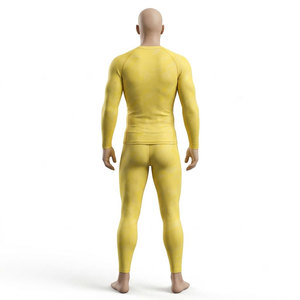 Conjunto de Camiseta Deportiva de Manga Larga Amarilla para Hombre, Sin Costuras, de Secado Rápido, Spandex, Poliéster, Pantalones Largos, Talla Adulto - Product Image 3