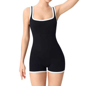 Custom Unisex Shock Absorbing Sports Vest Bodysuit High Stretch Ribbed Yoga Jumpsuit 100% Polyester Quick Dry Fitness Training - Product Image 2