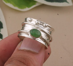 Sterling Silver Women's Green Burmese <b>Jade</b> Gemstone Ring Party Gift Fine <b>Jewelry</b> - Product Image 4