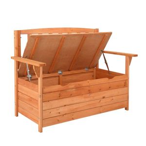 Boîte de rangement de jardin en cèdre 112 * 58 * 84 cm avec dossier et accoudoirs, rouge orange vif - Product Image 4