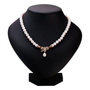 Collar de Perlas de Agua Dulce Casi Redondas de 8 mm de Zhuji Jewelry, Estilo Mariposa, Cadena para Clavícula, el Mejor Regalo - Product Image 5