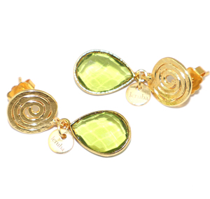 Pendientes Colgantes de Metal de Latón con Baño de Oro de 18K, Diseño Espiral de Alambre, Corte Peridoto, Cuarzo Hidro, Forma de Pera, Estilo Atemporal - Product Image 4