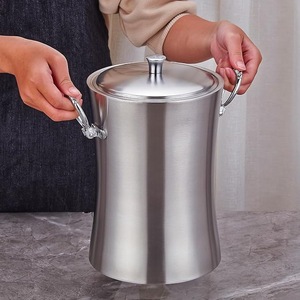 Seau à glace isotherme double paroi en acier inoxydable de style américain, qualité supérieure, avec pinces, idéal pour les fêtes - Product Image 6