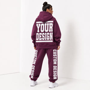 Conjunto de Jogger de Felpa Gruesa con Estampado Personalizado Directo de Fábrica para Mujer, con Bolsillo Canguro y Puños Acanalados, Estilo Urbano, Nuevo - Product Image 3