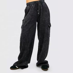 Ensemble de survêtement délavé à l'acide pour femme, haut court zippé à manches longues et pantalon large, couleur unie, coupe décontractée, idéal pour l'automne - Product Image 6