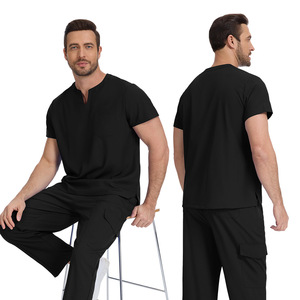 Tenues d'infirmière pour hommes, grande taille, en polyester tissé, couleur unie, lavables à la main, pour usage hospitalier, ensembles d'uniformes - Product Image 6