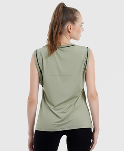 Camiseta sin Mangas de Primera Calidad para Mujer, Corta, Transpirable, 100% Poliéster, Tejido de Punto Ecológico, Estampado por Descarga, Estilo Urbano - Product Image 5