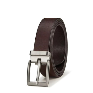 Cinturón de Cuero Sólido de Una Sola Pieza para Hombre, Sin Costuras, Diseño Limpio, Cuero Grueso, Hebilla Metálica Redondeada, Correa de Cintura - Product Image 2