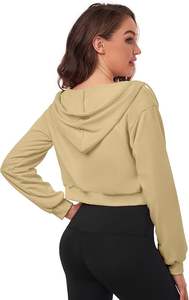 Sweat-shirt court zippé pour femme, hiver, logo frontal ODM, décontracté, sport, gym, entraînement - Product Image 5