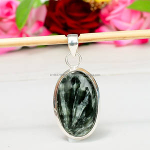 Joyería de serafinita de Venta caliente, colgante de plata de ley 925, colgante de piedras preciosas, colgante hecho a mano, colgante de declaración, joyería de plata - Product Image 1