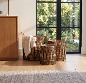 Panier de rangement en jonc de mer naturel fait main avec poignées, panier à linge décoratif tissé, décoration bohème pour la maison - Product Image 3