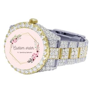 Reloj Automático de Lujo Personalizado con Moissanita para Hombre y Mujer, Correa Brillante, Analógico, con Certificación de Diamantes, Diseño Elegante - Product Image 5
