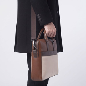 Men Leather Laptop <b>Bag</b> with Shoulder Strap Men Leather Laptop <b>Bag</b> for Business Travel Men's Front Zipper Pocket Leather <b>Bag</b> - Product Image 4