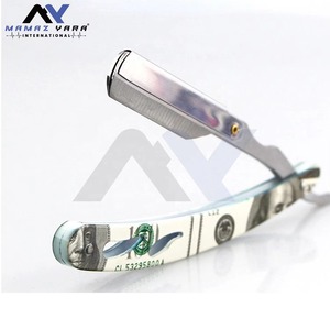 Hot Selling Colorful Professional Barber <b>Swing</b> Lock Razor Stainless Steel Six Blade <b>Wooden</b> Folding Face Beard Shaving Tool - Product Image 3